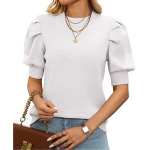 Amazon White Puff Sleeve Blouse